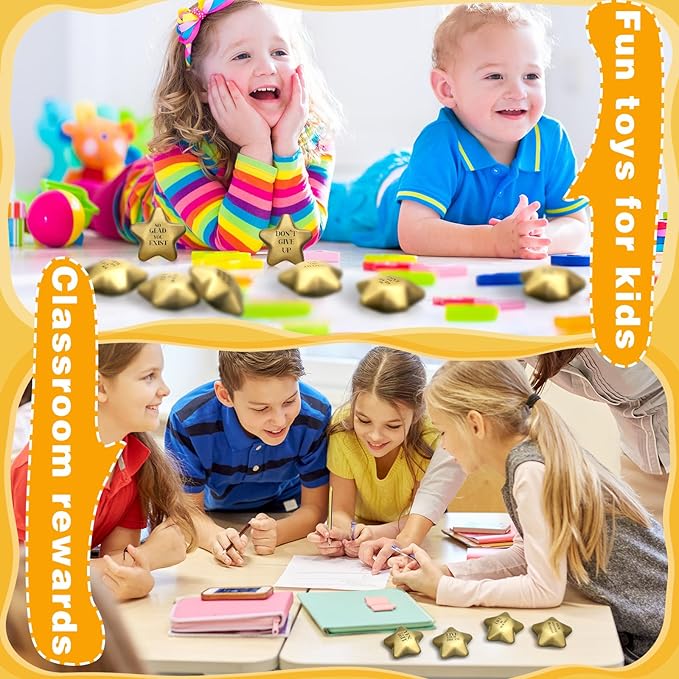 Jenaai 36 Pcs 2.2 Inch Star Stress Balls Motivational Stress Relief Balls Bulk Quote Relief Mini Foam Stars for Students Teens Adults Relieve Anxiety Party Bag Fillers