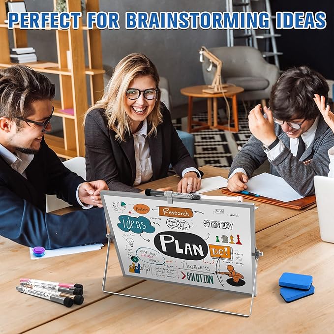 Grtard Magnetic Dry Erase Board with Stand, 18''x14'' Double-Sided White Board for Kids, Desktop Whiteboard with Stand, Large White Board, Desk Whiteboard Portable, Dry Erase Board for Kids, Memo