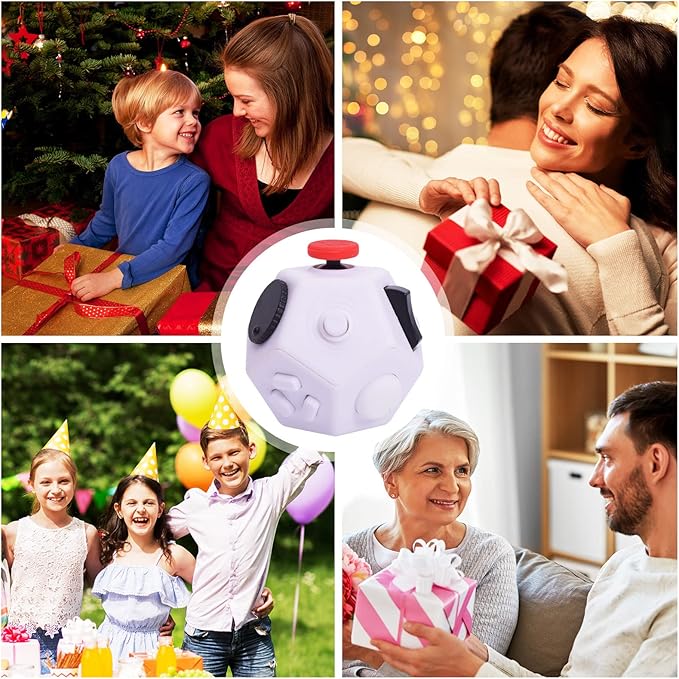 Fidget Toys Cube,12 Sided Finger Cube,Sensory Toys Relief Stress,Autism and Anxiety Depression Anti for Kids Adults Improve Focus (White)