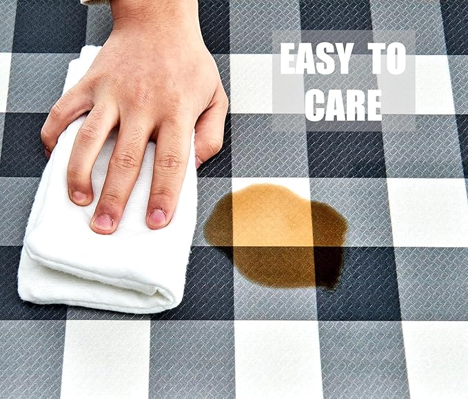 Anti Fatigue Kitchen Rugs Farmhouse Kitchen Mats for Floor,Cushioned Non-Slip Waterproof Ergonomic Comfort Rug Standing Mat for Kitchen,Floor,Home,Office,Sink,Laundry,Plaid Black,17.3"x 28"