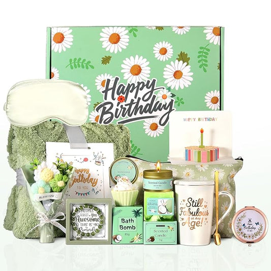 Birthday Gifts for Women, Daisy Birthday Gifts Box for Women Self Care Gift Happy Birthday Gift Baskets for Her ,Wife,Mom,Grandma,Girlfriend ,Best Friend,Sister,Thoughtful Christmas Gifts Box Set with Coffee Mug,Blanket