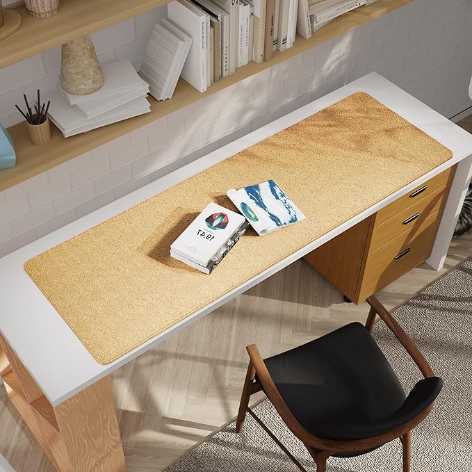 Vyaaa 74.8"x19.6" PU Leather & Cork Large Desk Mat (Black) - XXL Extended Mouse pad, Reversible Desk Protector, Non-Slip Computer Desk pad for Office, Gaming, Home