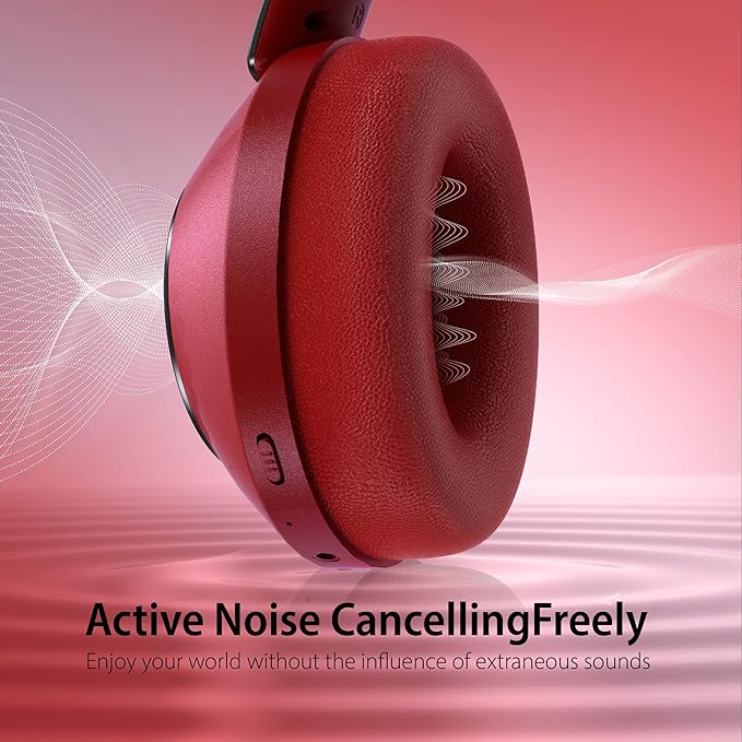 Headphones Wireless Bluetooth, 100H Playtime Active Noise Cancelling Headphones, Bluetooth Headphone with Mic, Over Ear Wireless Headphone with Deep Bass
