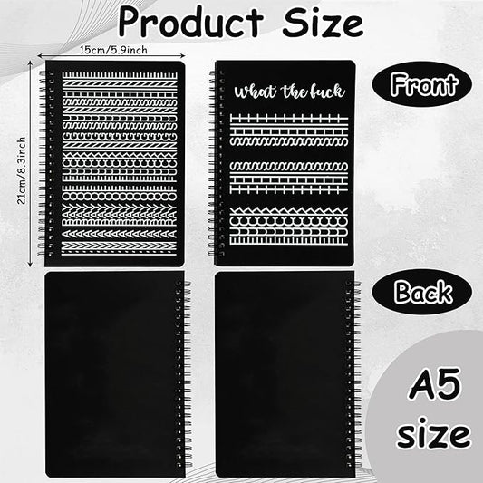 GioXtra Funny Office Notebook - 2Pcs Hidden Message A5 Spiral Notebook Humorous Quote Black Hardcover Diary Notepad Office Coworker White Elephant Gift College Student Reward Gag Gifts Birthday Favors