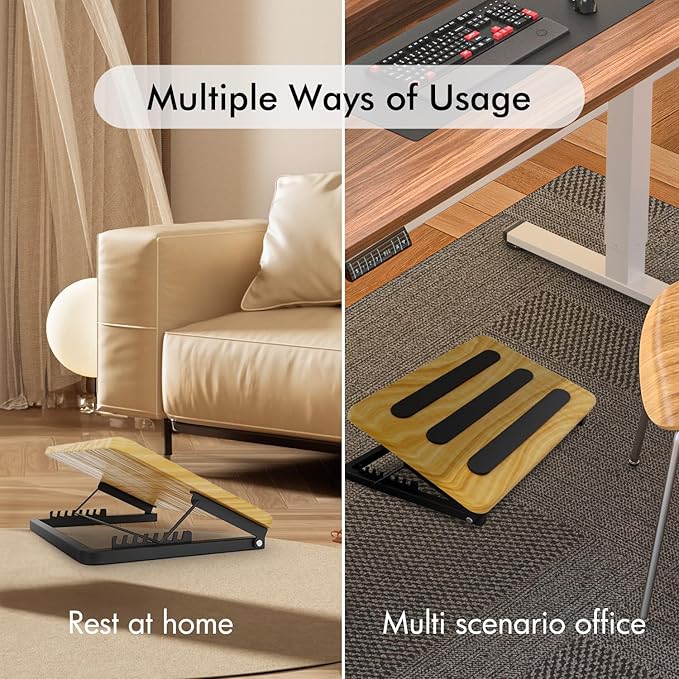 Foot Rest for Under Desk at Work, 15.75"×11.81" Surface, Ergonomic 7 Heights Adjustable Footrest, Portable Under Desk Foot Stool for Home,Office