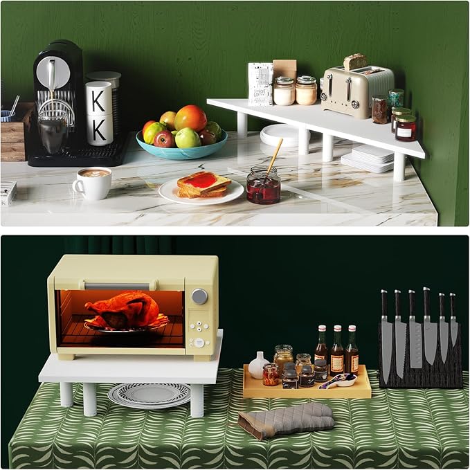 2 Pack White Corner Monitor Stand, Triangle/Square Adjustable Height Riser, 27-inch Universal Desktop Shelf for Computer, Laptop, PC, iMac, Printer (White)