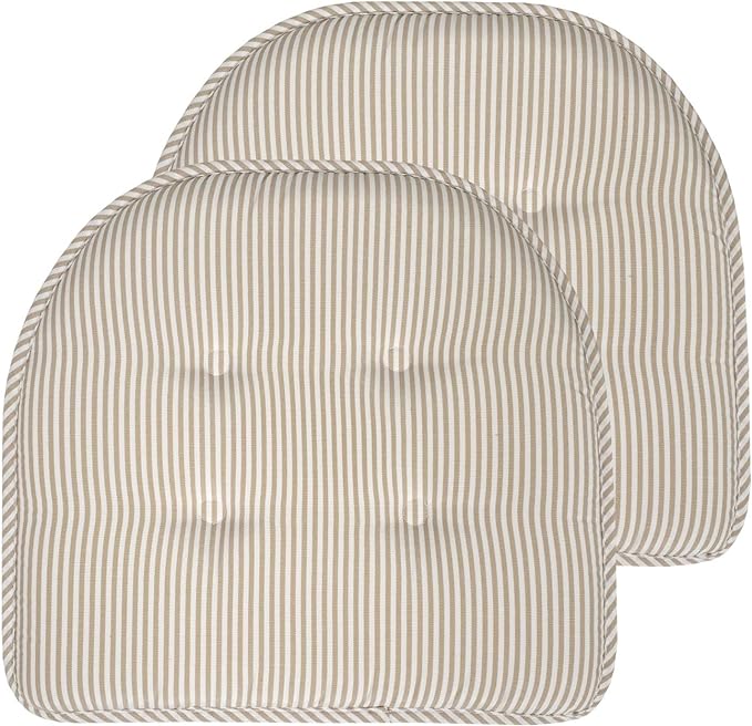 Chair Cushion Memory Foam Pads Tufted Slip Non Skid Rubber Back U-Shaped 17" x 16" Seat Cover, (Pack of 3)