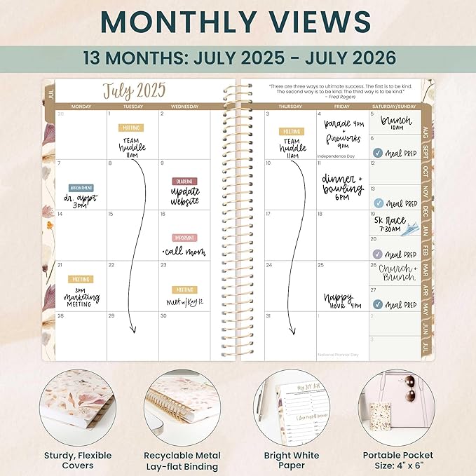 bloom daily planners 2025-2026 Academic Year Pocket Planner (July 2025 - July 2026) - 4” x 6” MINI Weekly Monthly Agenda Organizer & Calendar Book - Butterfly Garden