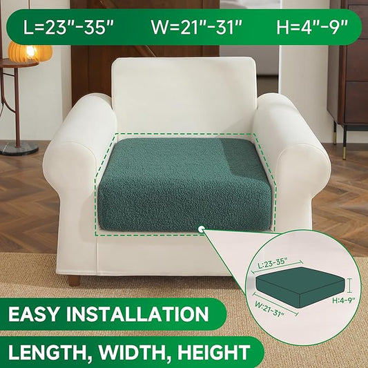 Couch Cushion Covers for Sectional Sofa, Stretch Soft Sofa Slipcovers Washable Wear-Resistant Universal Furniture Protector for Living Room(1 Piece Chair Cover, Green)