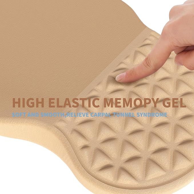 Ergonomic Mouse Pad Wrist Support with Massage Design, Pain Relief Mousepad with Wrist Rest, Memory Foam & Non-Slip PU Base, Computer Mouse Pads for Desk, Office & Home - Earthy Yellow