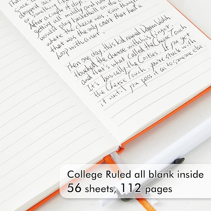 feela Pocket Notebook Journals, Mini Cute Small Hardcover College Ruled Notepad Office School Supplies, with 3 Black Pens, 3.5”x 5.5”, 3 Pack, A6, Solid Colors, Yellow, Orange, Emerald