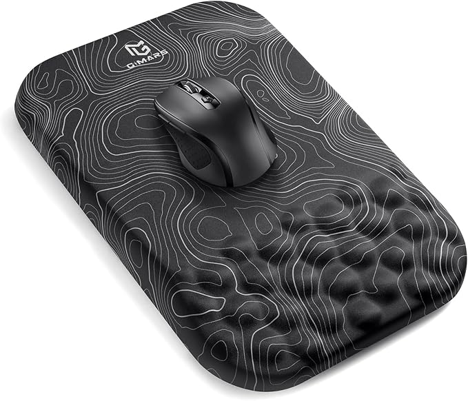 Gimars Upgrade Ergonomic Mouse Pad Wrist Rest with Memory Foam Massage Bump, Enlarge [ 30% Larger Moving Space] Mouse Pad Wrist Support with Nonslip PU Base for Laptop, Computer, Gaming & Office