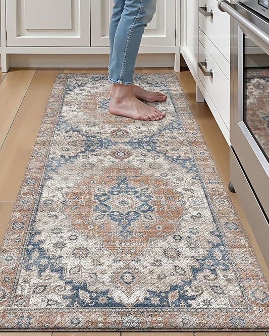 LUMI Kitchen Mat Anti Fatigue Cushioned, Memory Foam Padded Standing Rug Waterproof, Non Slip Comfort Floor Runner for Home, Sink, Laundry, Office, 24"x59", Terracotta