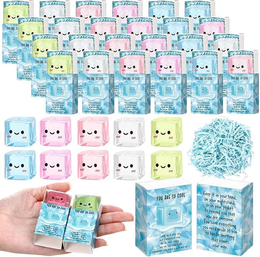 Wettarn 24 Sets Inspirational Gifts Ice Cube Stress Balls with Support Gift Boxes You Are So Cool Party Favors for Adults Teens Office Classroom Prizes Relief Fidget Toys Desk Decor