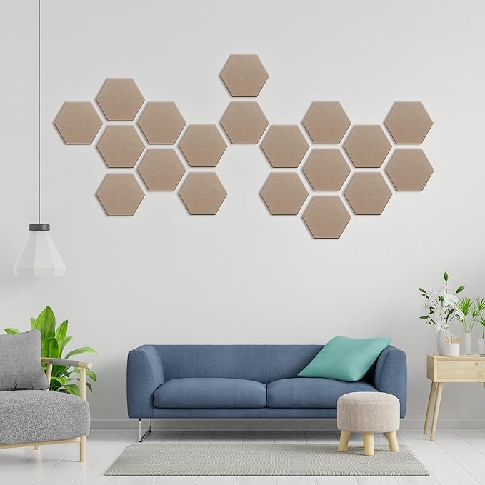 Hexagonal Acoustic Panels-18 Pack High-Density Sound Absorbing Panels 12"X10"X0.4" for Enhanced Noise Reduction, DIY Design, Idea for Studios, Offices, and Home Theaters(Dark Camel)