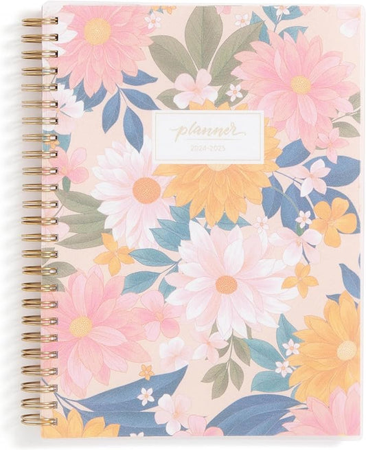 Blue Sky 2024-2025 Academic Year Weekly and Monthly Planner, 5" x 8", Flexible Cover, Wirebound, Daisy Garden (150668)