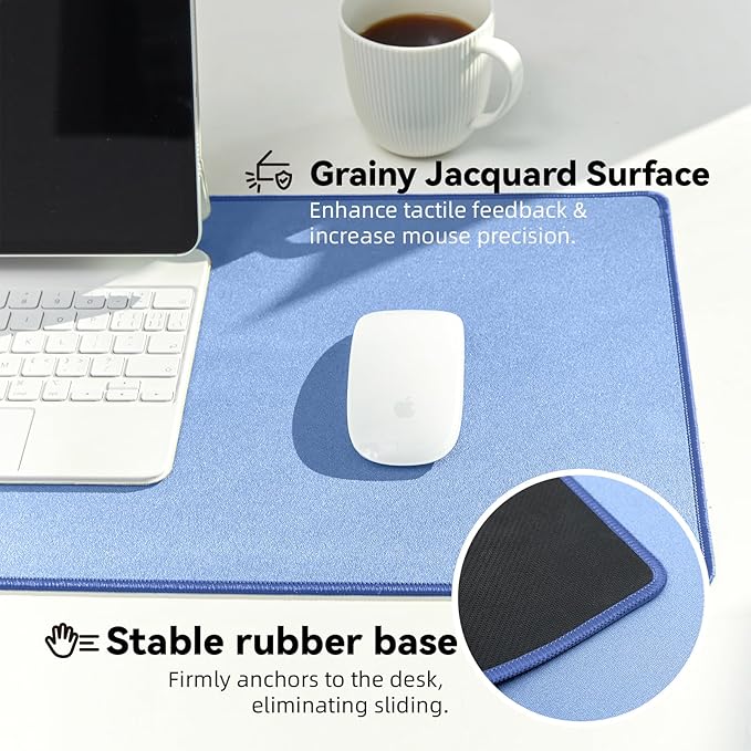 Waterproof Large Gaming Mouse Pad with Durable Stitched Edges, Non-Slip Rubber Base, Grainy Jacquard Mouse Mat Desk Pad for Home Office Gaming, 15.74"x35.43"x0.12", Blue