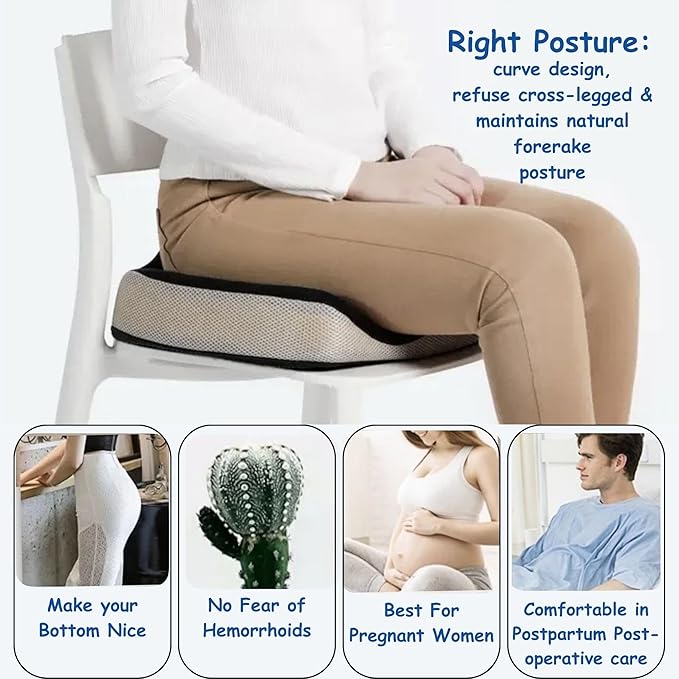 Large Memory Foam Seat Cushion for Office Chair, Wheelchair, Ergonomic Chair Cushion for Hip Pain, Ideal for Sciatica, Back Pain Relief, Tailbone Support, Booster Seat, Removable & Washable Cover