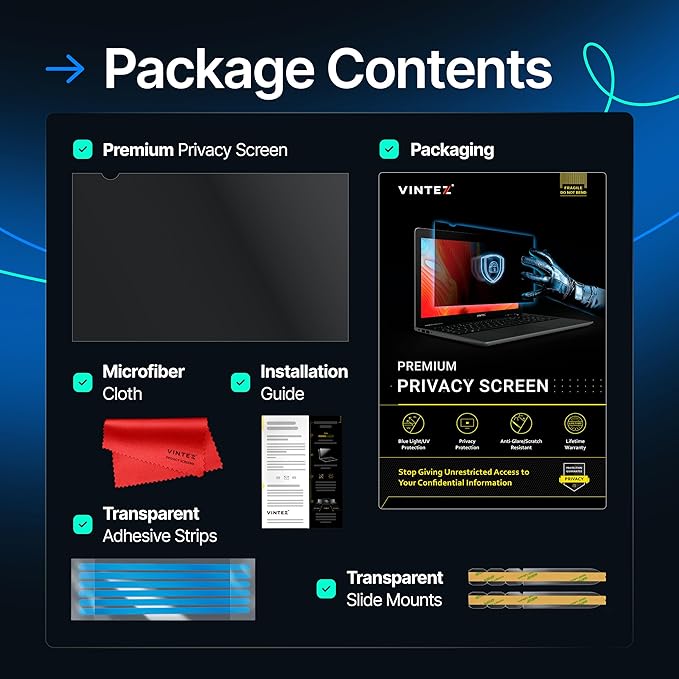 VINTEZ [2 Pack] 15.6 Inch 16:9 Privacy Screen for Computer Monitor and Laptop - Anti Glare Protector Film Blue Light Filter Eye Protection - Computer Screen Privacy Shield