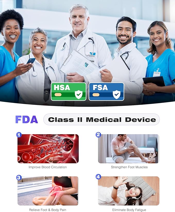 KINGJOY Foot Massager for Neuropathy, Rechargeable EMS TENS Foot Stimulator with 10 Modes 20 Intensities for Circulation Plantar Fasciitis & Swelling Pain Relief, Gifts for Women Men-Black