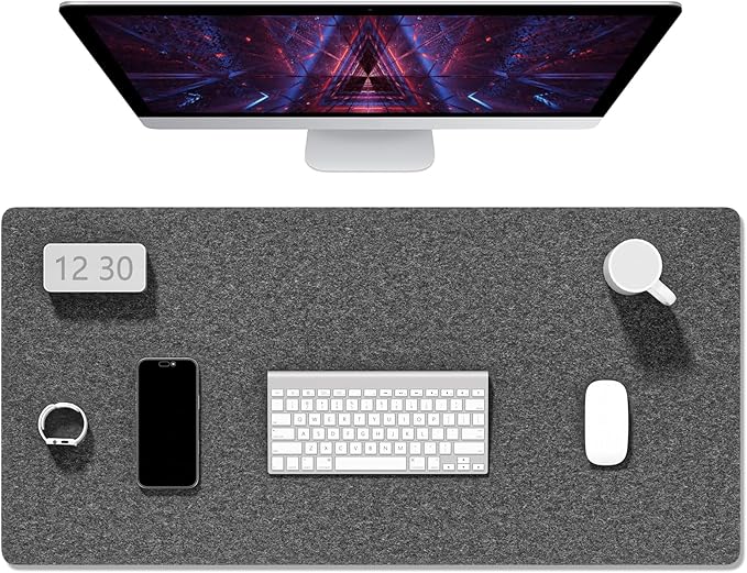 Auhoahsil Felt Desk Mat, Minimalist Large Mouse Pad XXL 35.5 x 15.7 in, Desk Matt for Desktop, Keyboard, Laptop, Computer, Office, Work from Home, Gaming, Gray
