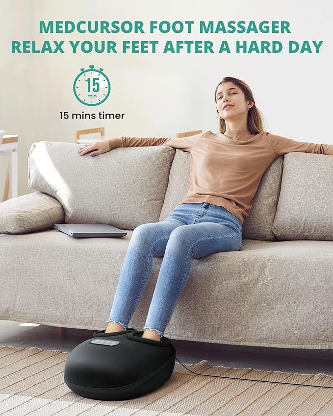 Medcursor Foot Massager Machine with Heat, Rolling, Deep Kneading, Shiatsu Foot Massager for Delivers Pain Relief, Tired, Plantar Fasciitis, Gift for Women Mom Men Fits Up to 13"