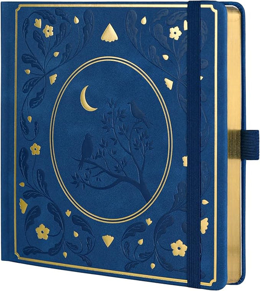 TIEFOSSI Dotted Journal Notebook, Dot Grid Notebook for Women Men, Hardcover PU Leather Journal, 160 GSM Thick Paper, 160 Numbered Pages with Gold Edges, 8 x 8 Square Diary