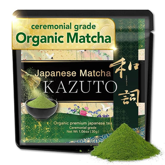 Kazuto Matcha Organic Ceremonial Green Tea Powder - Teahouse Edition - Premium First Harvest Ceremonial Grade- – Authentic Japanese First Harvest Ceremonial Grade Matcha Green Tea Powder from Shizuoka