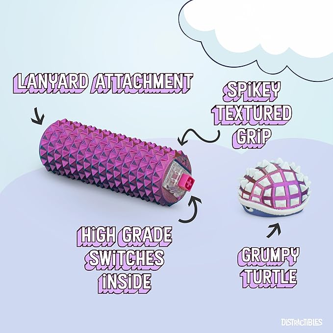 Shelly - Sensory Fidget Toy, Textured Pain Stim Device, Stress Relief for Focus and Concentration (Neon Harmony)