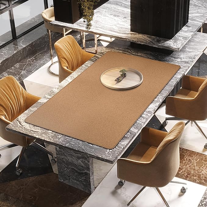 MAIDERN Leather Desk Mat, 51.2” x 27.5” Reversible Large Desk Pad Mat, Cork & Leather Large Mouse pad for Desk, Waterproof Computer Desk Mat for Gaming Home Office (Black)