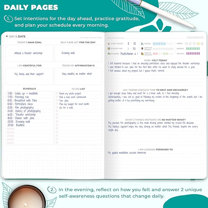 Clever Fox Self-Care Journal – Wellness & Daily Reflection Notebook – Mental Health & Personal Development – Self-Care, Meditation & Mood Journal for Women & Men – Large (Turquoise)