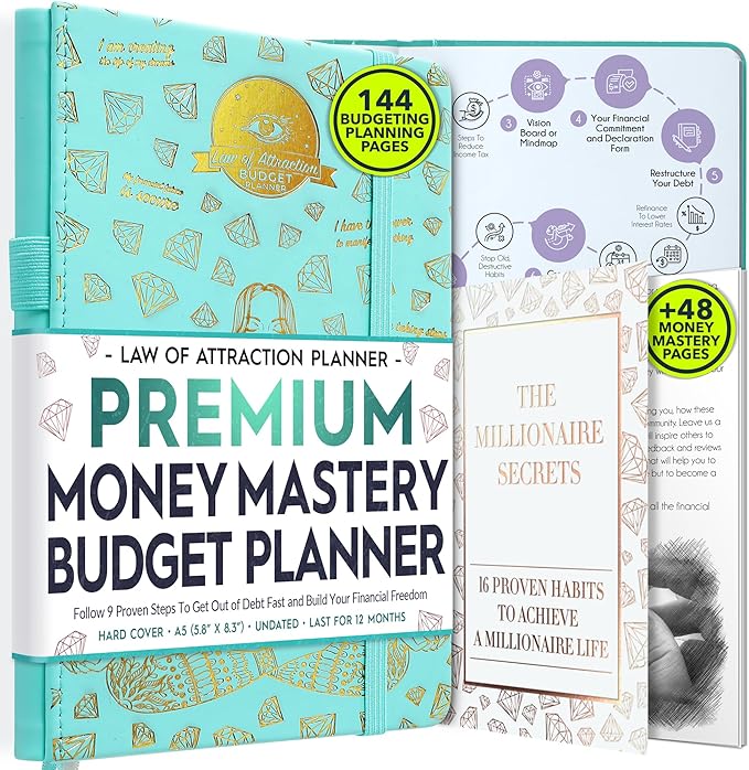 Budget Planner and Monthly Bill Organizer - Finance Planner, 12-Month Journey to Financial Freedom | Bill Payment Tracker Monthly Organizer, Money Saving & Expense Tracker | Undated Budgeting Journal