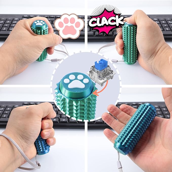 2PCS Little Ouchies Fidget with Cat Dog Paw Button, Sensory Pain Stim Fidget Toys for Adults & Teens, Anxiety and Stress Relief Items, Spiky Grippy Stim Tool, Portable ADHD Autism Fidget Clicker