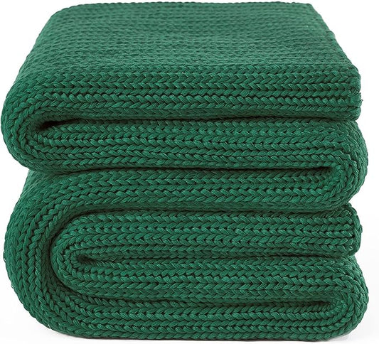 Guohaoi Knitted Weighted Blanket for Adults (Green 50"x75" 12lbs) No Beads Cooling Throw Blanket for Hot Sleepers, Home Decor Breathable Chunky Knit Heavy Blanket Use on Full Size Bed