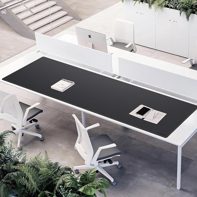 MAIDERN Leather Desk Mat, (5XL) 78.7” x 24” Reversible Large Desk Pad Mat, Cork & Leather Large Mouse pad for Desk, Waterproof Computer Desk Mat for Gaming Home Office (Black)