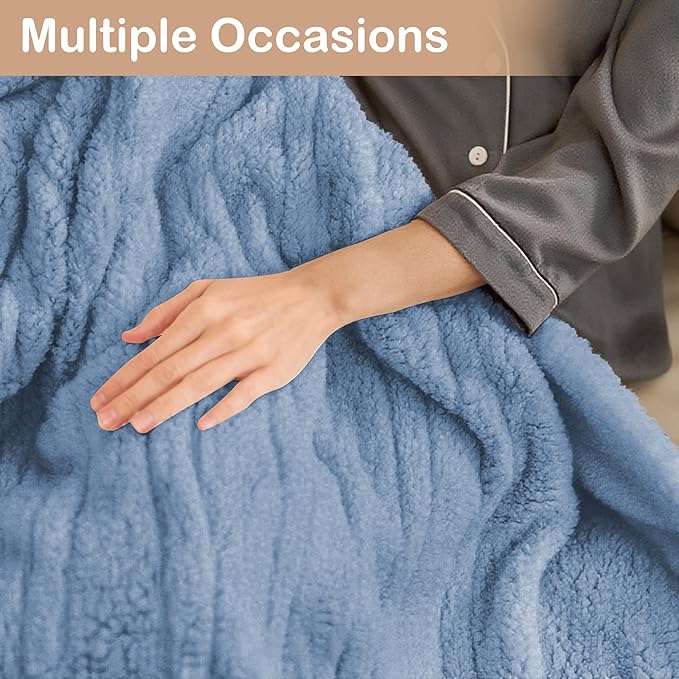 Electric Heated Blanket 6 Heating Settings & 10H Auto Off Full 72×84 Ultra-Soft Warm Machine Washable Home Office Light Blue