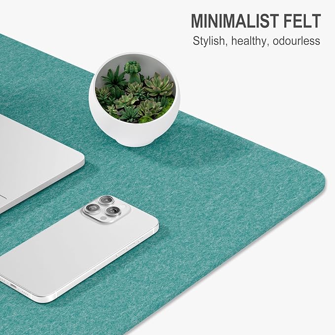 Auhoahsil Felt Desk Mat, Minimalist Large Mouse Pad XL 31.5 x 11.8 in, Desk Matt for Desktop, Keyboard, Laptop, Computer, Office, Work from Home, Gaming, Dark Green