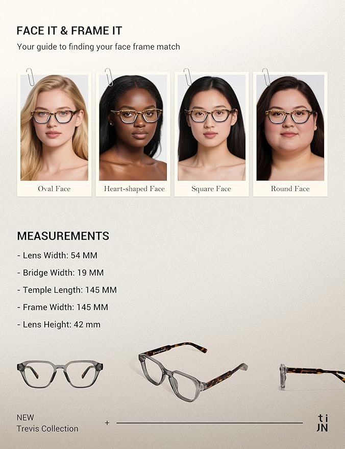 TIJN Blue Light Blocking Glasses for Women Men TR90 Rectangle Frame and Chic Preppy Style Computer Screen Glasses, Trevis