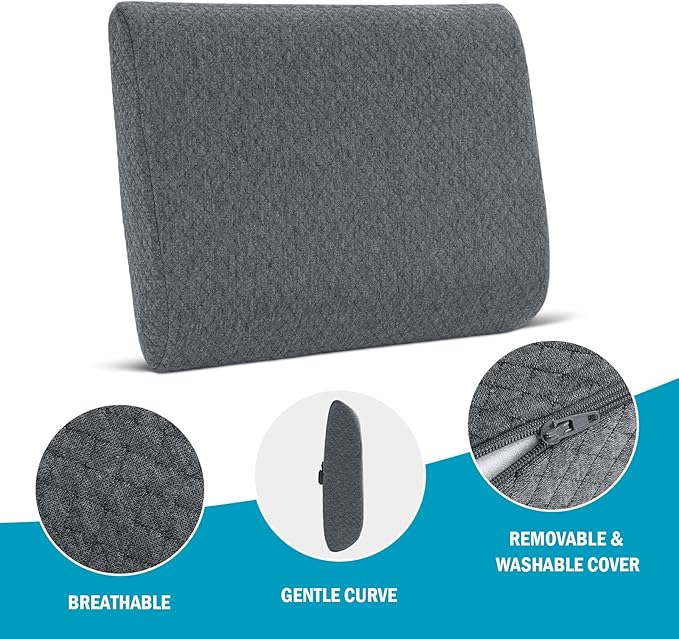 HOMBYS Lumbar Support Pillow for Recliner Chair, Memory Foam Back Support Cushion for Elderly,Extra Large Lumbar Support Pillow,Thick Backrest for Home Reading (Grey, 18“x15 x4)