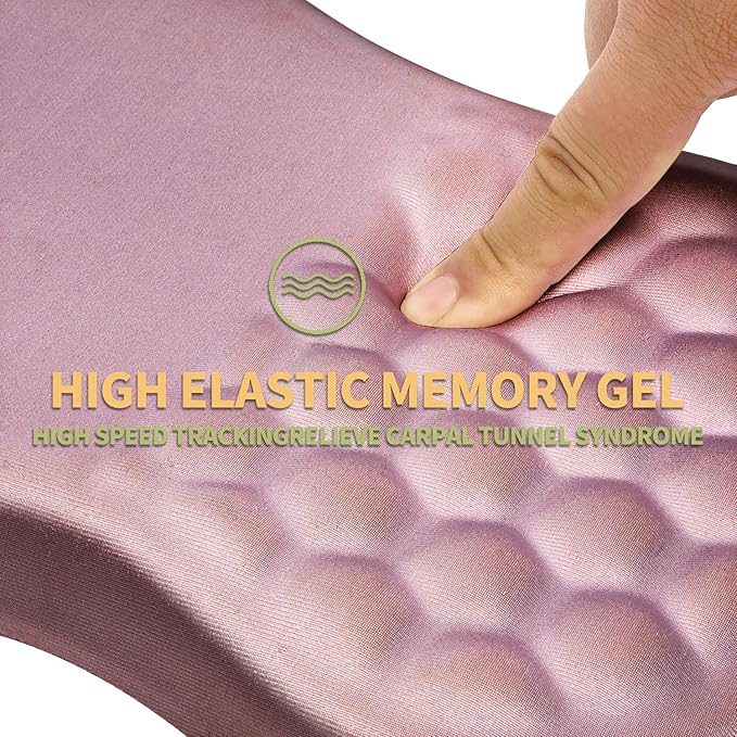 Ergonomic Wrist Rest Mouse Pad, Massage Design for Carpal Tunnel Pain Relief, Non-Slip Memory Foam, Pink