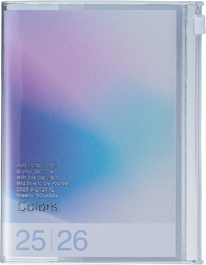 MARK'STYLE A6 Weekly Vertical Planner 16 Months (Sep. 2025 – Dec. 2026) with Soft Transparent PVC Cover,Refillable, Pocketed, for Daily Organizing & Planning (Moonlight Haze)