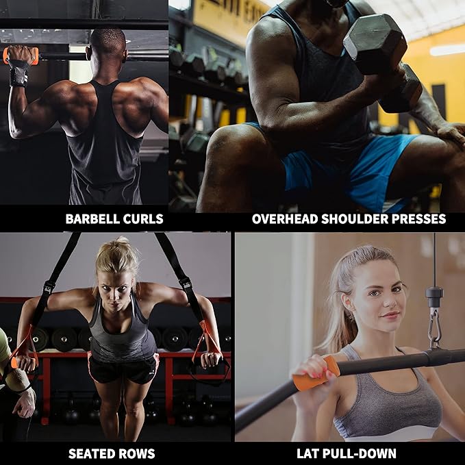 Hikeen Thick Bar Dumbbell Grips,Non Slip Hard Rubber Barbell Grips,Grips for Weight Lifting, Muscle Building-1.77", 2", 2.25" & 2.75" Outer Diameter