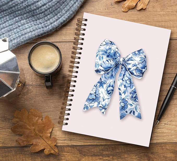 Cowgirl Notebook Journal,Blue and White Notebook Preppy Aesthetic Journal,Pink Girly Notebook,Preppy Gifts for Women 5.5x8.3 Inch