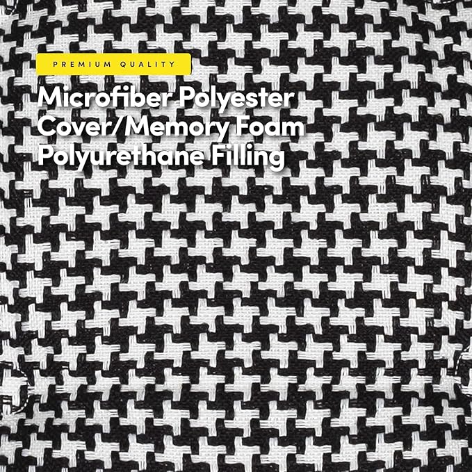 Sweet Home Collection Chair Cushion Memory Foam Pads Tufted Slip Non Skid Rubber Back U-Shaped 17" x 16" Seat Cover, 4 Count (Pack of 1), Houndsooth Black