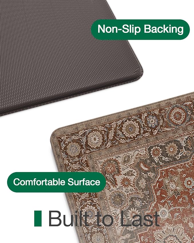 LUMI Kitchen Mat Anti Fatigue Cushioned, Memory Foam Padded Standing Rug Waterproof, Non Slip Comfort Floor Runner for Home, Sink, Laundry, Office, 24"x59", Red