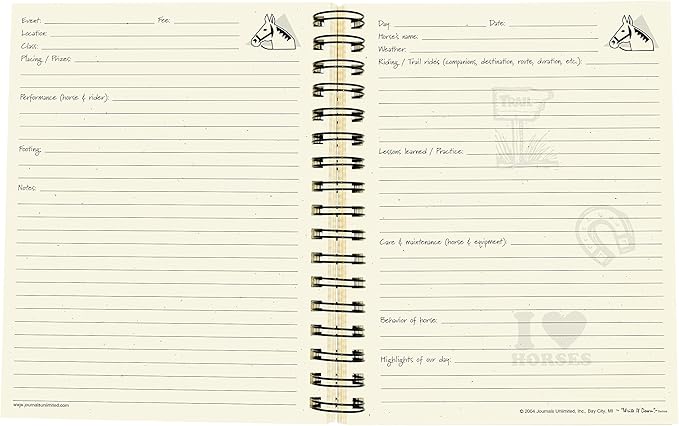 Write it Down series by Journals Unlimited, Guided Journal, Horses, A Rider's Journal, Full-size 7.5"x 9", Kraft Hard Cover, Made in USA