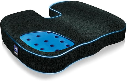 Sealy Memory Foam Seat Cushion for Car and Office Chairs – Pressure Relief Cushion for Tailbone Pain, Posture Support, and Comfort for Home Office Essentials