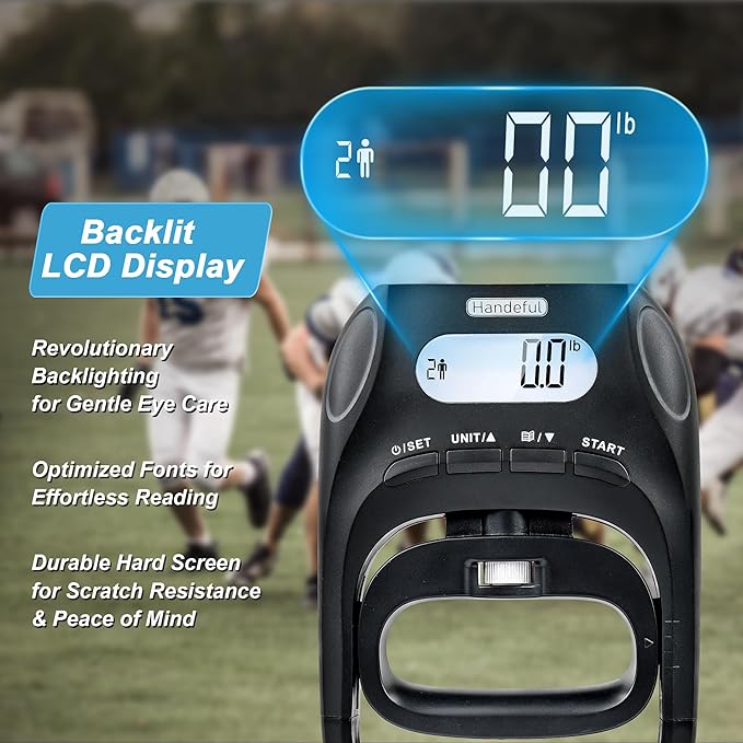 Hand Dynamometer Grip Strength Trainer - 397 Lbs / 180 Kgs Electronic Hand Grip Strength Tester Grip Strengthener Hand Exerciser Meter Digital Hand Grip Training Gauge for Sport Home School Use