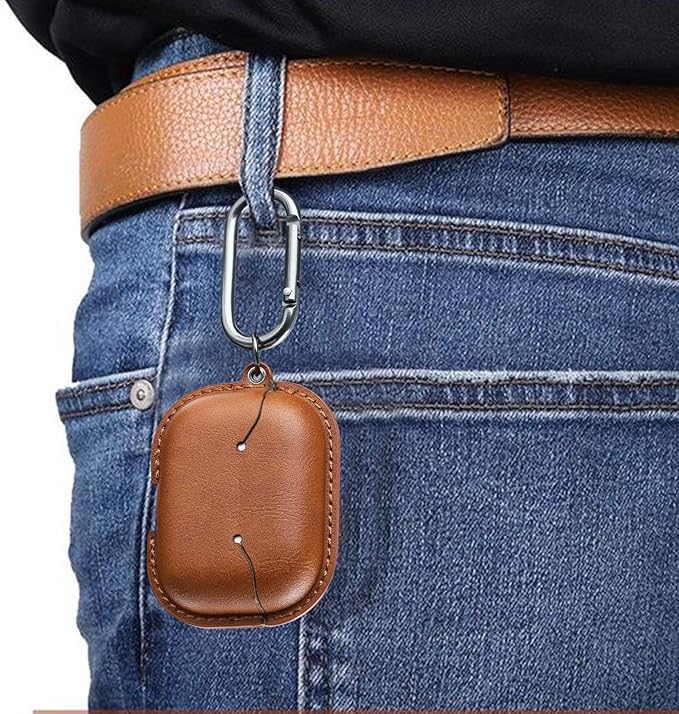 Maxjoy for AirPods Pro 2 Case Leather, Airpods Pro Leather Case Cover with Keychain Airpod Strap Compatible with Apple Airpod Pros 2nd Generation 2023 2022/AirPods Pros 2019 (Front LED Visible), Brown