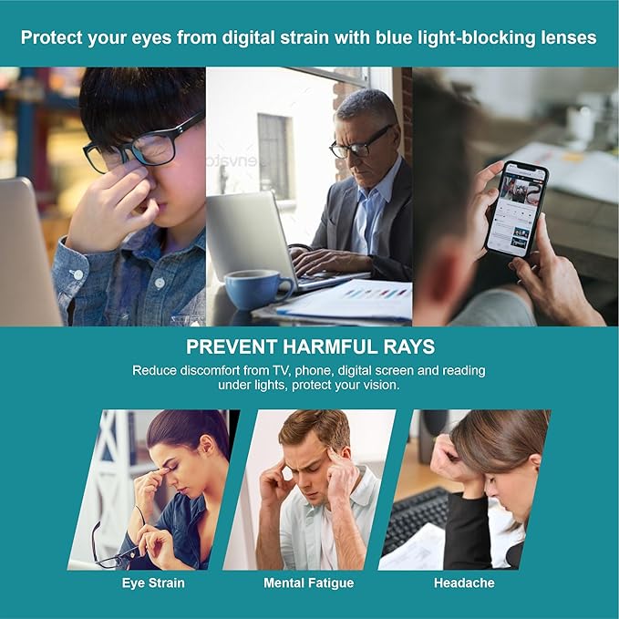 Blue Light Glasses for Woman Men | 99% Blue Light Blocking Glasses | Computer Glassess | Night Driving | Gaming | TV Phone Screen Reader Square Frame | Anti Eyestrain & UV Glare Protection